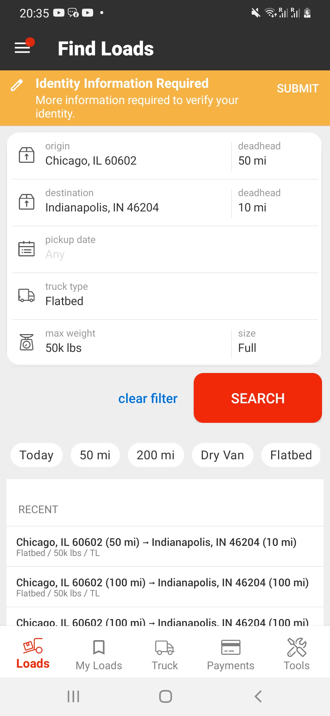 Doft driver app — find loads